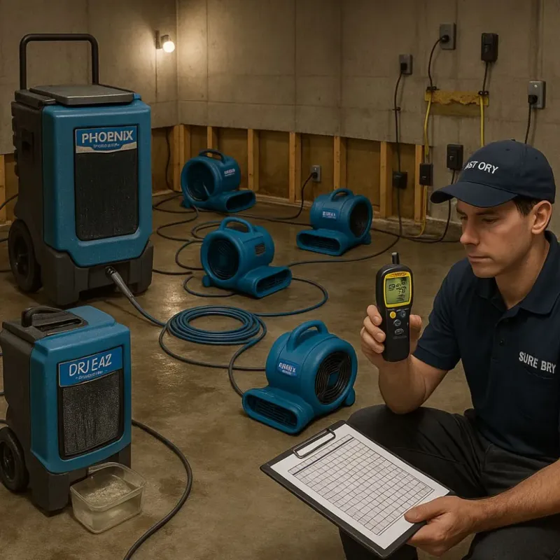 Structural Drying and Dehumidification process in Seguin, TX
